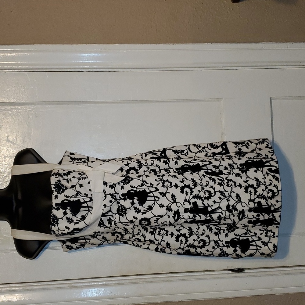 Willi Smith Black/White floral Sleeveless Summer Sheath Dress Size 10